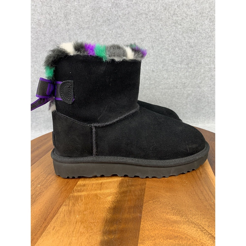 UGG Mini Bailey Bow‎ Plaid Punk Women Ankle Boots Black US 5 /UK 3 /EU 36
